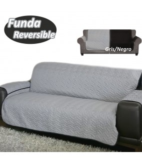 TELETIENDA ONLINE - Couch Cover Funda Reversible de Sofá Gris/Negro