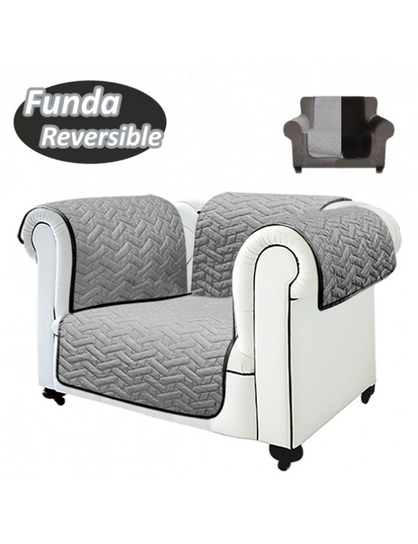 TELETIENDA ONLINE - Couch Cover Funda Sillón Reversible Gris/Negro