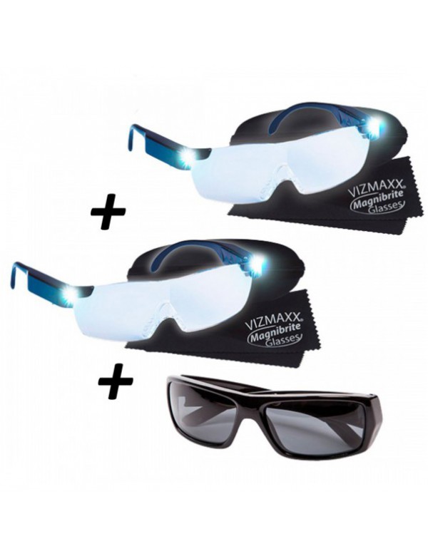 TELETIENDA ONLINE - 2 Gafas de aumento con Luz Magnibrite + 1 Polarsun